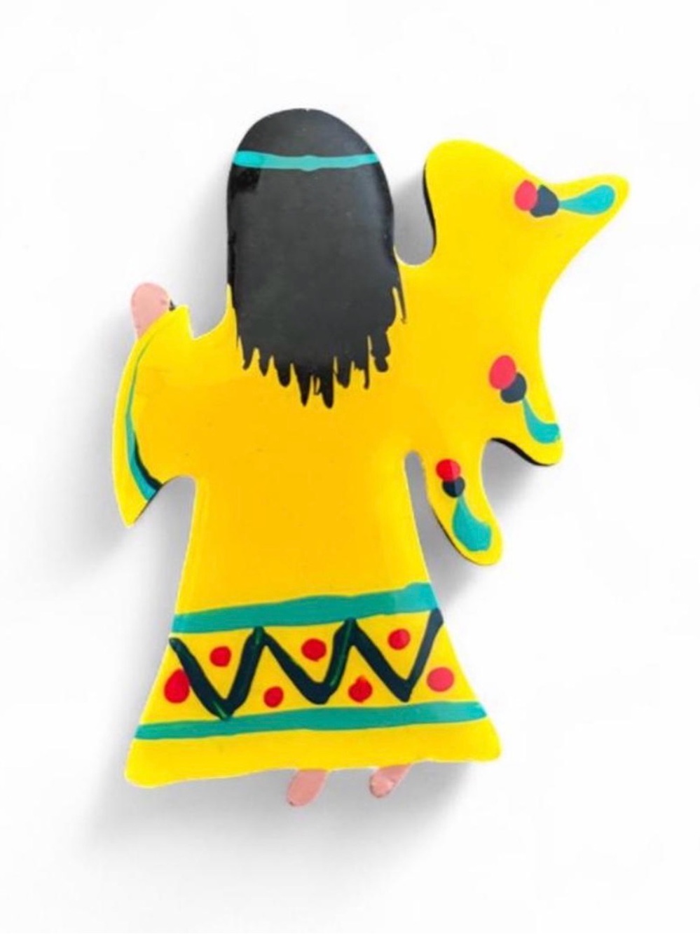 Vintage Wooden Native American Brooch Pin